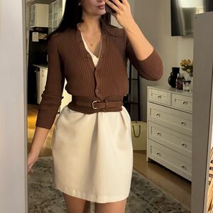 Brown Ribbed Women's Sweater